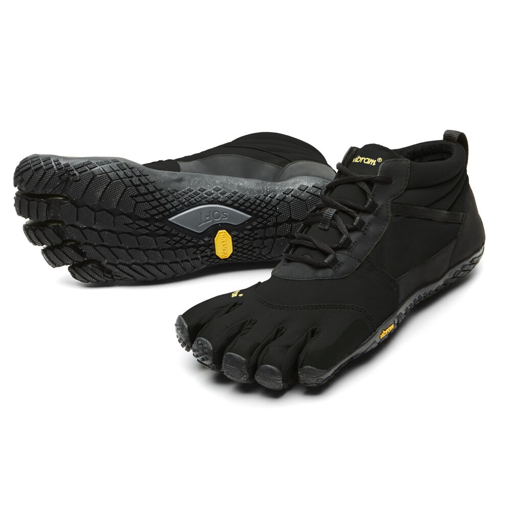 Vibram Five Fingers Mens V-Trek Insulated - Barefoot Shoes Black - ABR035276